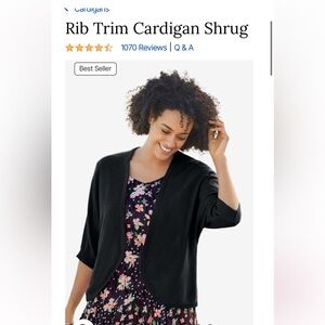 Women’s 22/24 black ribbed trim cardigan shrug